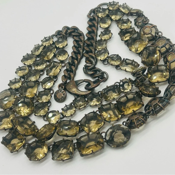 J. Crew Smoky Brown 3-Strand Jeweled Necklace - Picture 2 of 4